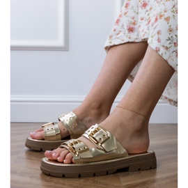 Zlatni ravni flip jarud s stezaljkama na prugama zlatna 1