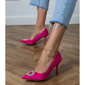 Ružičaste satenske pumpe s cirkonima ružičasta 2