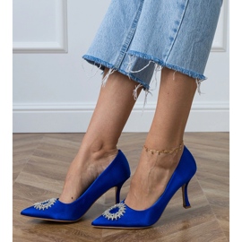 Plave satenske pumpe s cirkonima plava 2