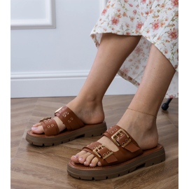 Smeđi ravni lepci s prugama stezaljke stezaljke smeđa 1