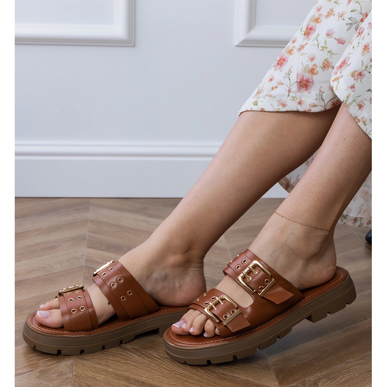 Smeđi ravni lepci s prugama stezaljke stezaljke smeđa 2