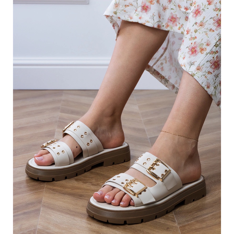 Bež ravne zaklopke s stezaljkama na prugama 1