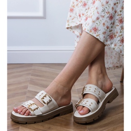 Bež ravne zaklopke s stezaljkama na prugama 2