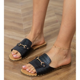 Crni ravni flip lete sa zlatnim ukrasom crna 1