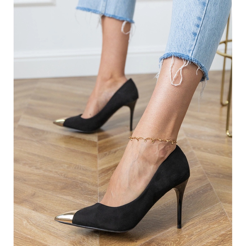 Crne ekosamske pumpe s metalnim nožnim prstima crna 2