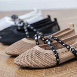 Smeđe mrežice balerine s ukrasnom kopčom smeđa 1