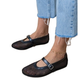 Crne mrežice balerine s kopčom crno 2