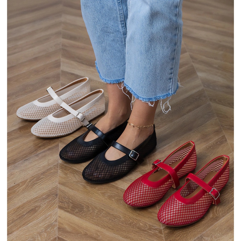 Crvene mrežice balerine s kopčom crvena 1