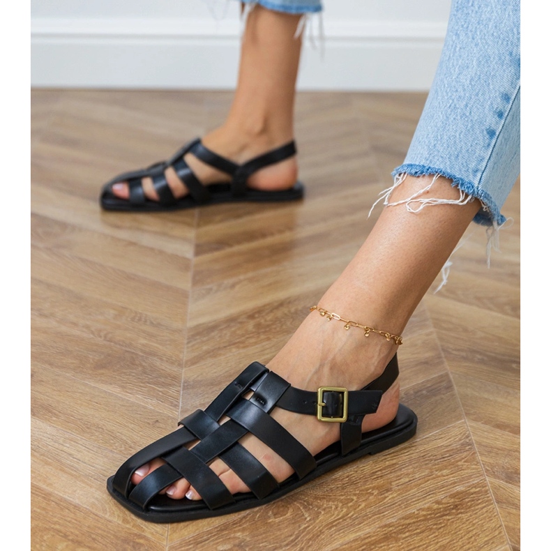 Crne sandale gladijator izgrađen crna 2