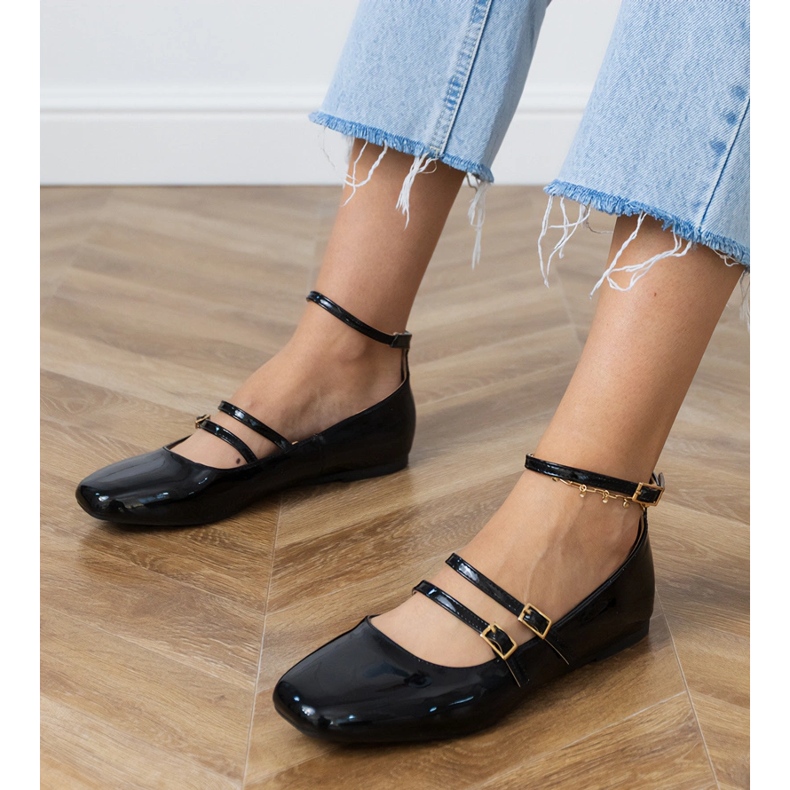 Crne balerine lakirane kopčama crna 1