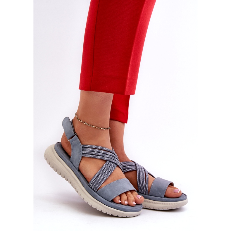 Evento Lagane, udobne ženske sandale na čičak, plave, Ceclea plava 1