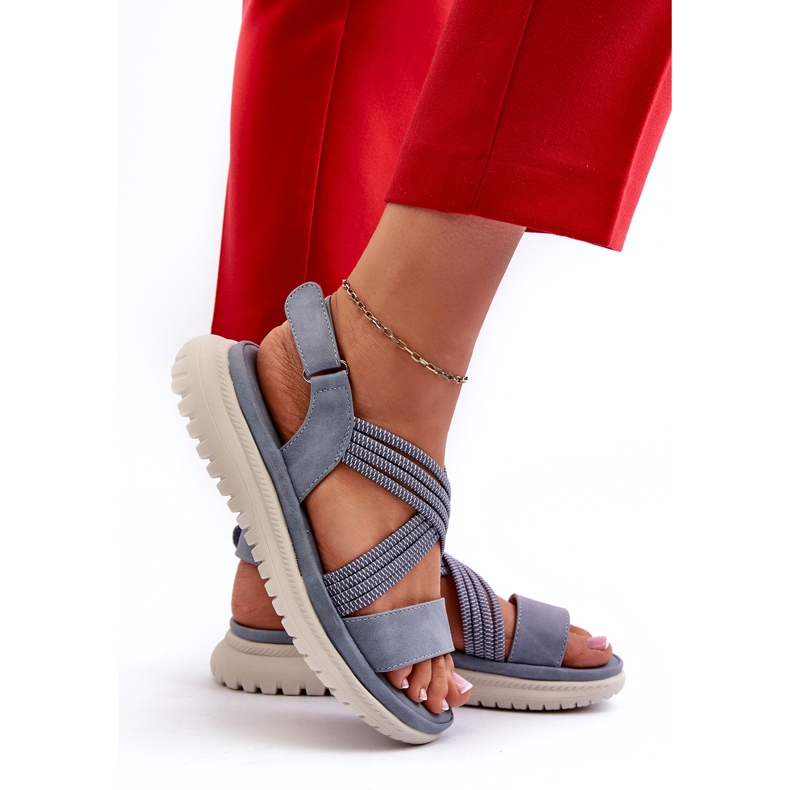 Evento Lagane, udobne ženske sandale na čičak, plave, Ceclea plava 3