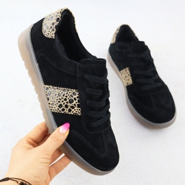 Ženski kožni sportovi s leopardovim printom. Filippo DP6770 crno 1