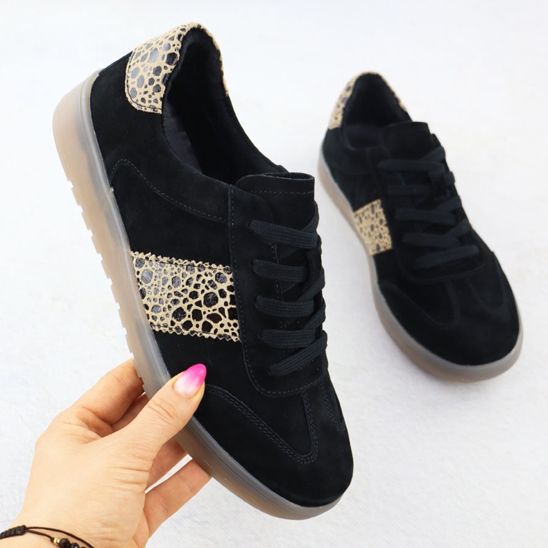 Ženski kožni sportovi s leopardovim printom. Filippo DP6770 crna 1