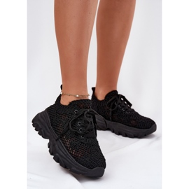 Ženske tenisice s kukičanim crnim gornjim dijelom crna 2