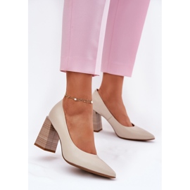 EVento Kožne pumpe na post bež 2