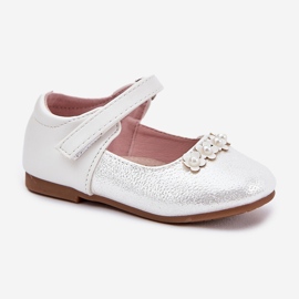 EVento Čičak dječje balerine s bijelim cvjetovima bijela 2