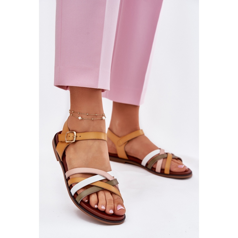 Sergio Leone Ženske sandale sa Sergiom Leone SK090H zamahne pruge žute žuta boja 2