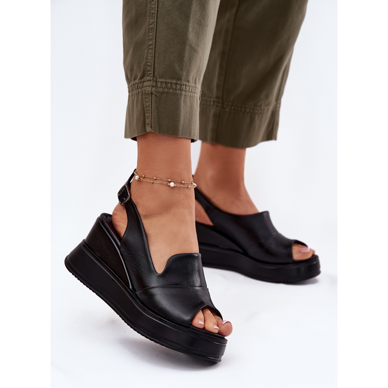 ARTIKER Ženske kožne sandale za sidro Artker 52c0484 crne crno 2