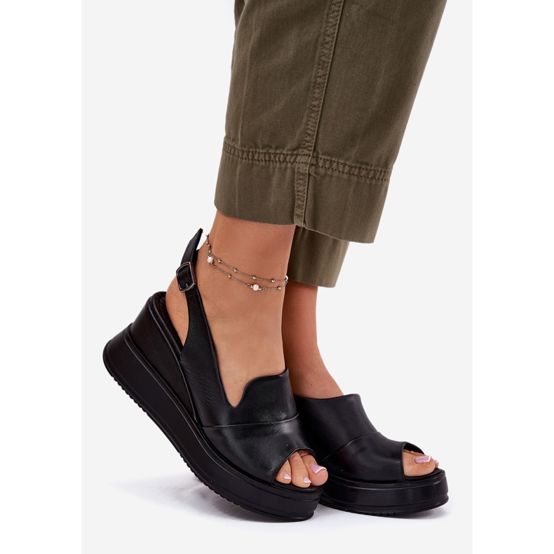 ARTIKER Ženske kožne sandale za sidro Artker 52c0484 crne crno 1