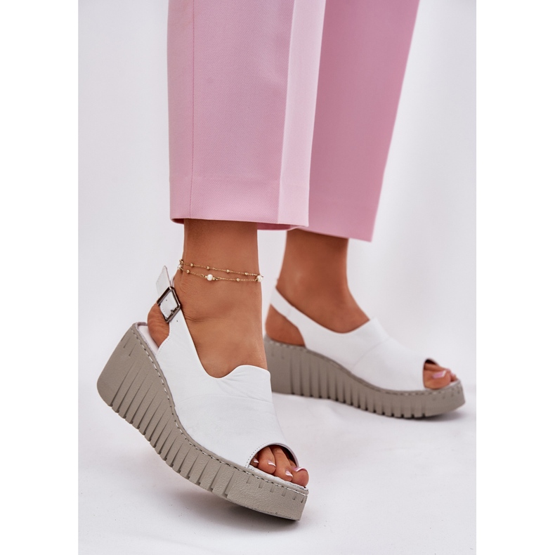 ARTIKER Ženske sandale izrađene od prirodne kože za klinasti Artker 54c0786 White bijela 2