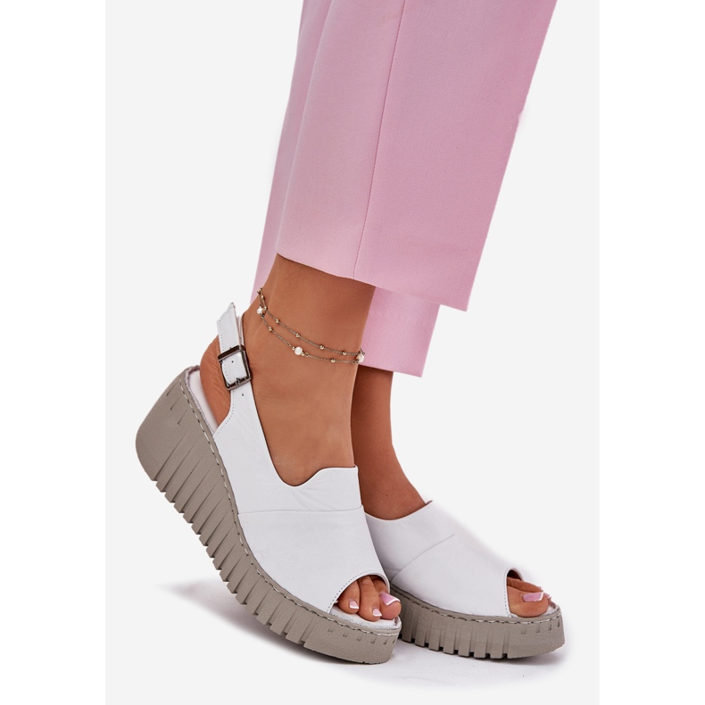ARTIKER Ženske sandale izrađene od prirodne kože za klinasti Artker 54c0786 White bijela 1