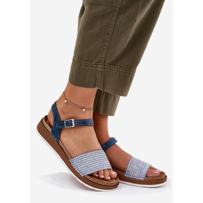Ženske sandale s pletenicom na plavom traku Inblu GS000050 plava 1