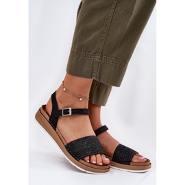 Ženske sandale s pletenicom na crnom pojasu Inblu GS000050 crna 1