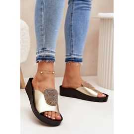 S.Barski Ženske kožne flip-flops s ukrasom KV51-028 PLN zlatni 2
