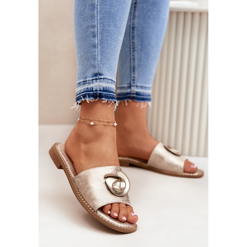 S.Barski Ženski jastuci s ravnim petom s ukrasnim KV51-007 ZLOTY Detal zlatni 2