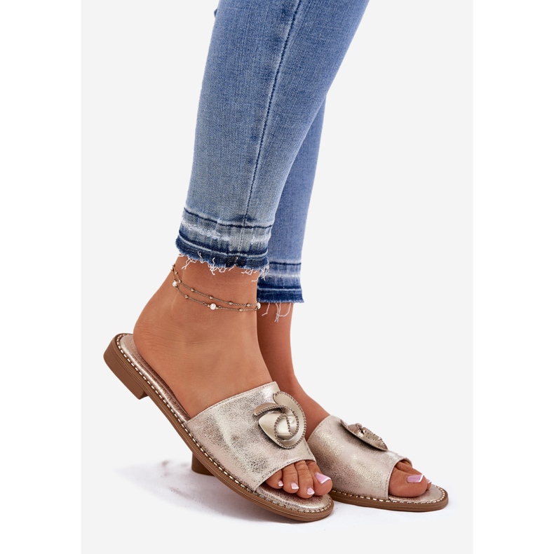 S.Barski Ženski jastuci s ravnim petom s ukrasnim KV51-007 ZLOTY Detal zlatna 1