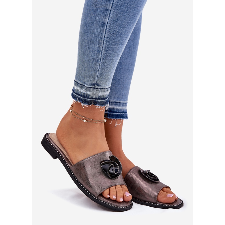 S.Barski Ženski jastuk s ravnim petom s ukrasnim detaljima KV51-007 srebro 1