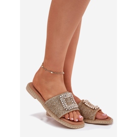 Flat Women Flip Plops s pletenicama i ukrasom Artiker 56C1337 bež 1