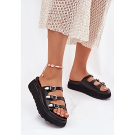 Ženski klip na platformi s crnim prugama crno 2