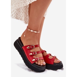 Ženski klip na platformi s crvenim prugama crvena 1