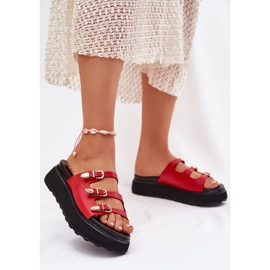 Ženski klip na platformi s crvenim prugama crvena 2