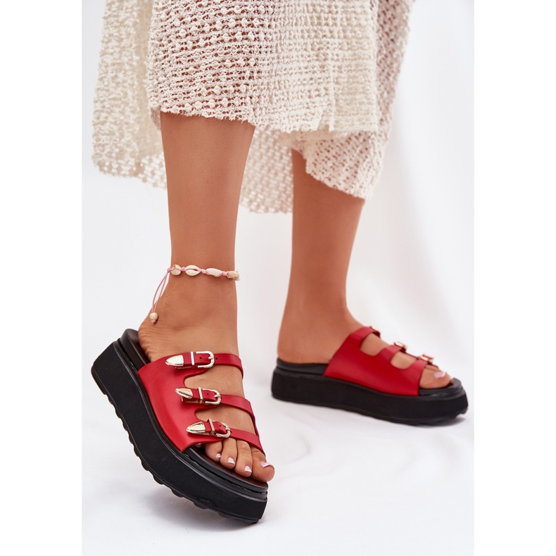 Ženski klip na platformi s crvenim prugama crvena 2