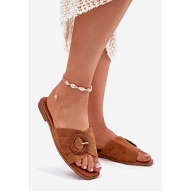 Ravni -oled ženski jastuci s kopčama kamile smeđa 1