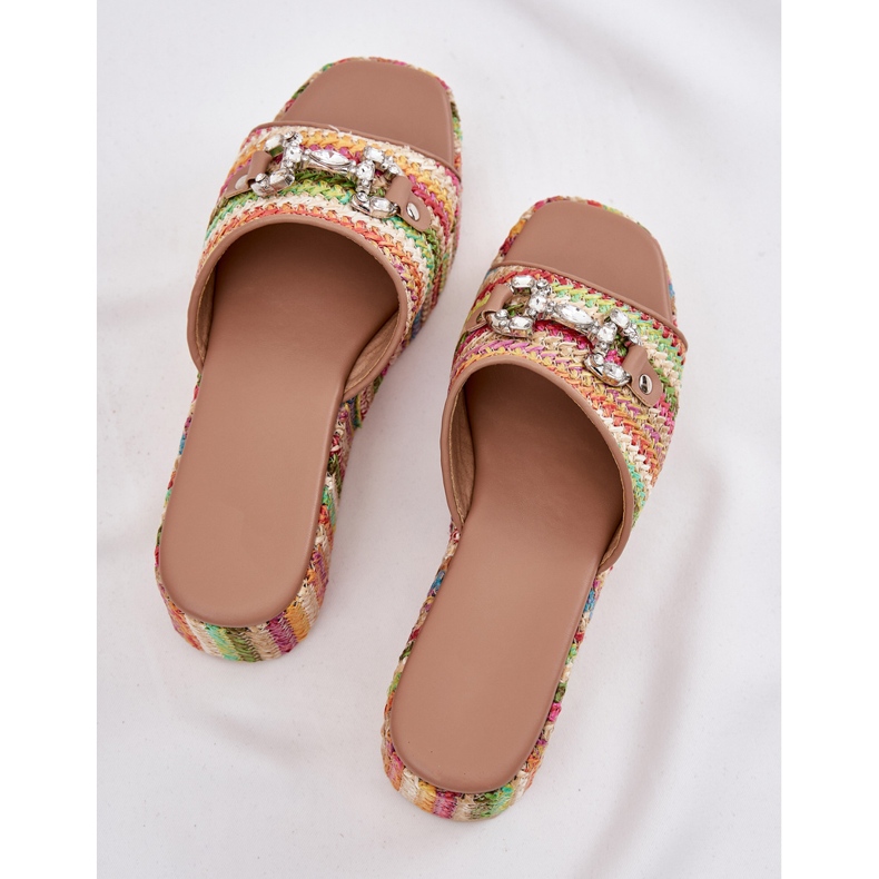 Ženski klinovi za klin s pletenom i višebojnom ukrasom raznobojna 1