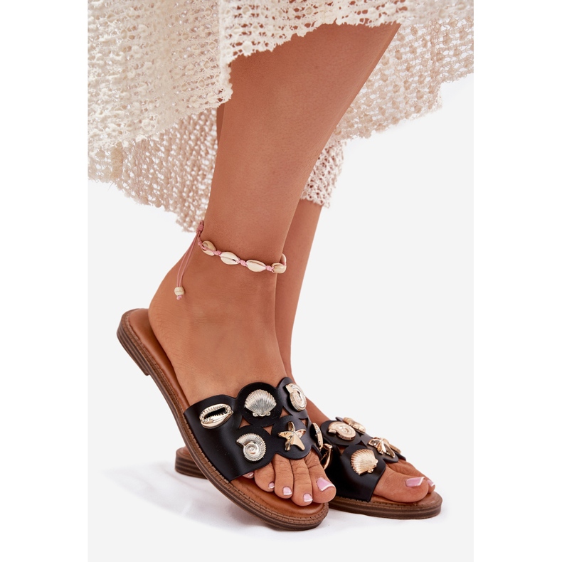 Ravni -olični ženski flip jahuri sa zlatnim igle crne igle crna 1