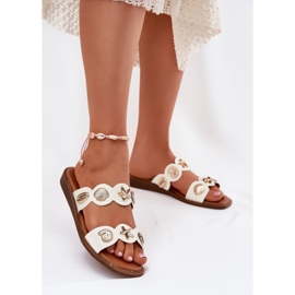 Ženski flip jahuri sa zlatnim igle bijelim bijela 2