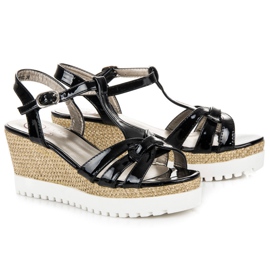 Kylie Lakirane sandale na klin crna 1