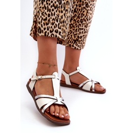 Ženske ravne sandale od eko kože Sergio Leone SK071H Bijele bijela 3