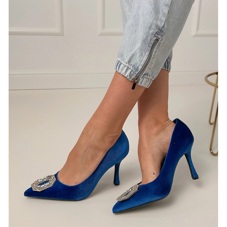 Mornarsko plave pumpe na pin s cirkonima plava 1