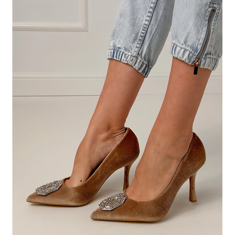 Bež pumpe na pin s cirkonima 2