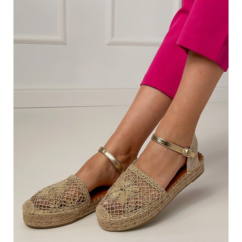 Openwork Espadrilles zlatne sandale zlatni 1