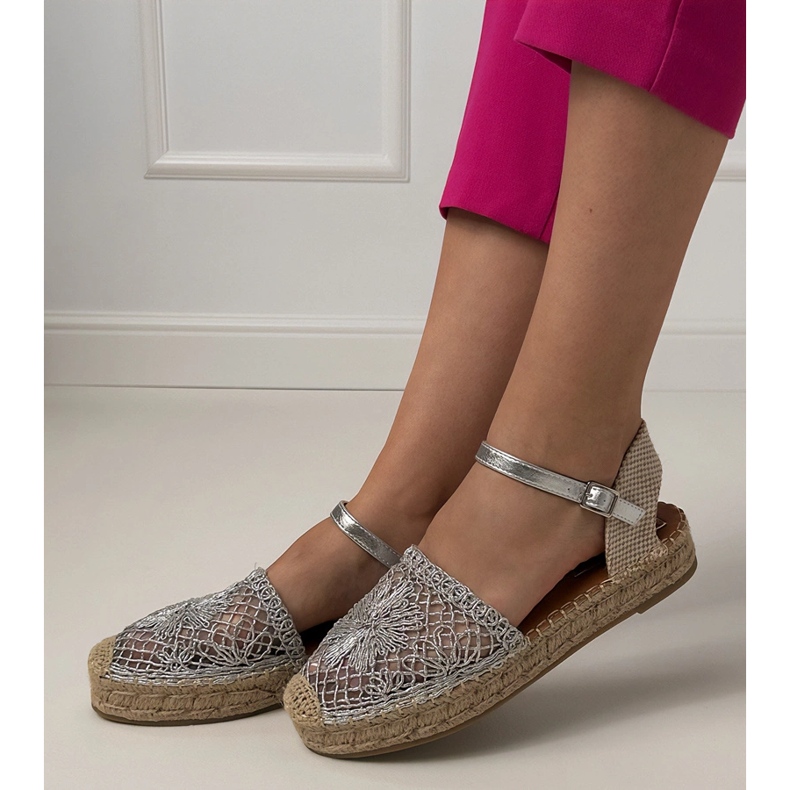 Silver Openwork Espadrilles sandale srebro 1
