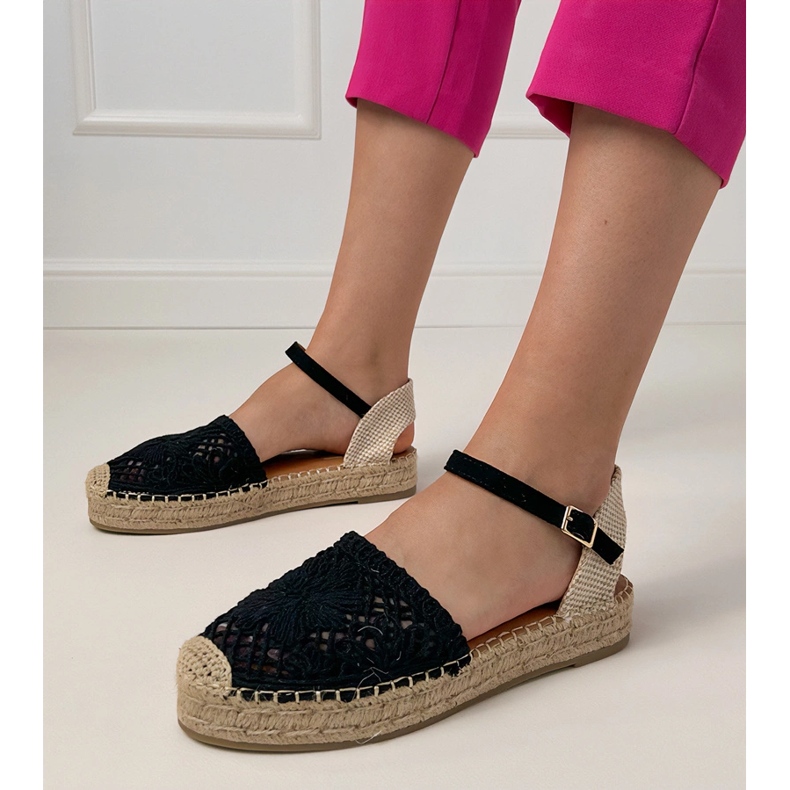 Crne espadrilles otvorene sandale crno 1