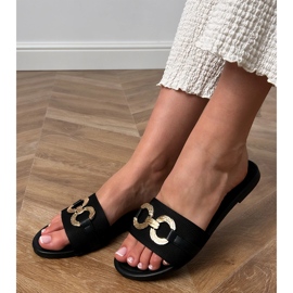 Crni okretni lepci sa zlatnim ukrasom na šanku crna 1