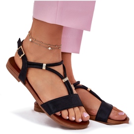 S.Barski Ženske ravne sandale sa prugama S. Barski KV51-120 Crni crna 4
